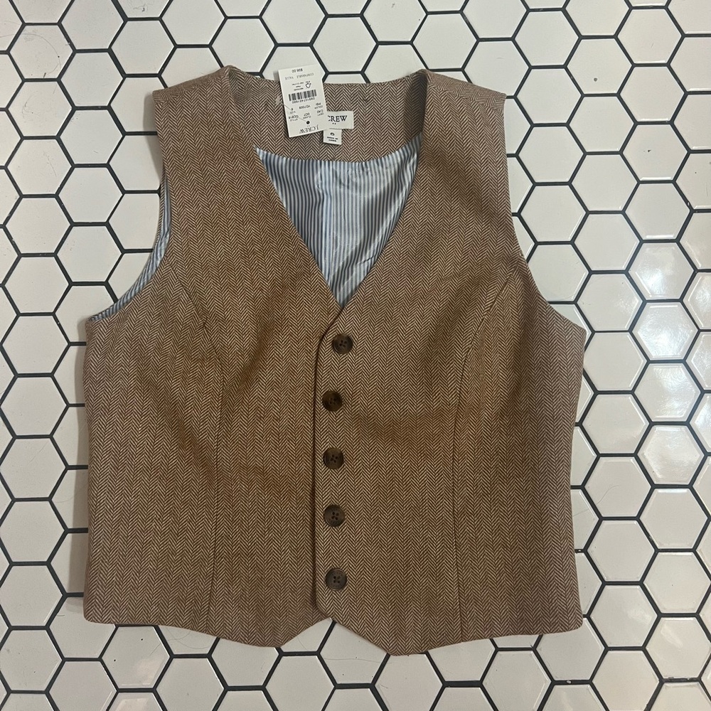 JCREW Tan Herringbone Vest